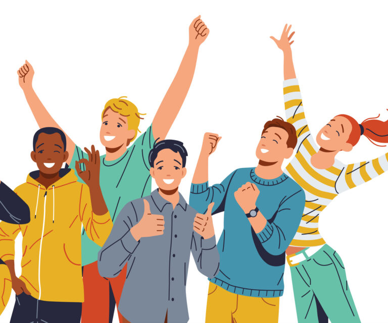 stock image of people celebrating