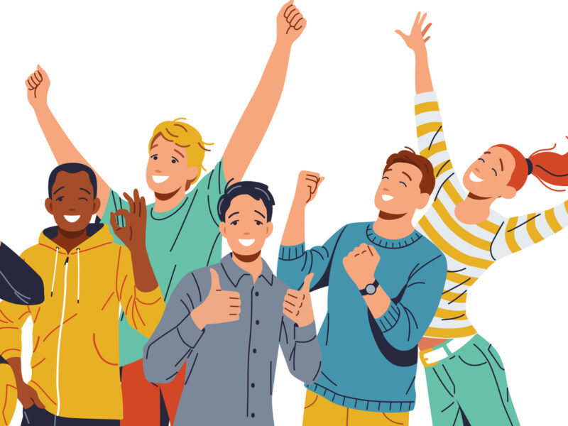 stock image of people celebrating